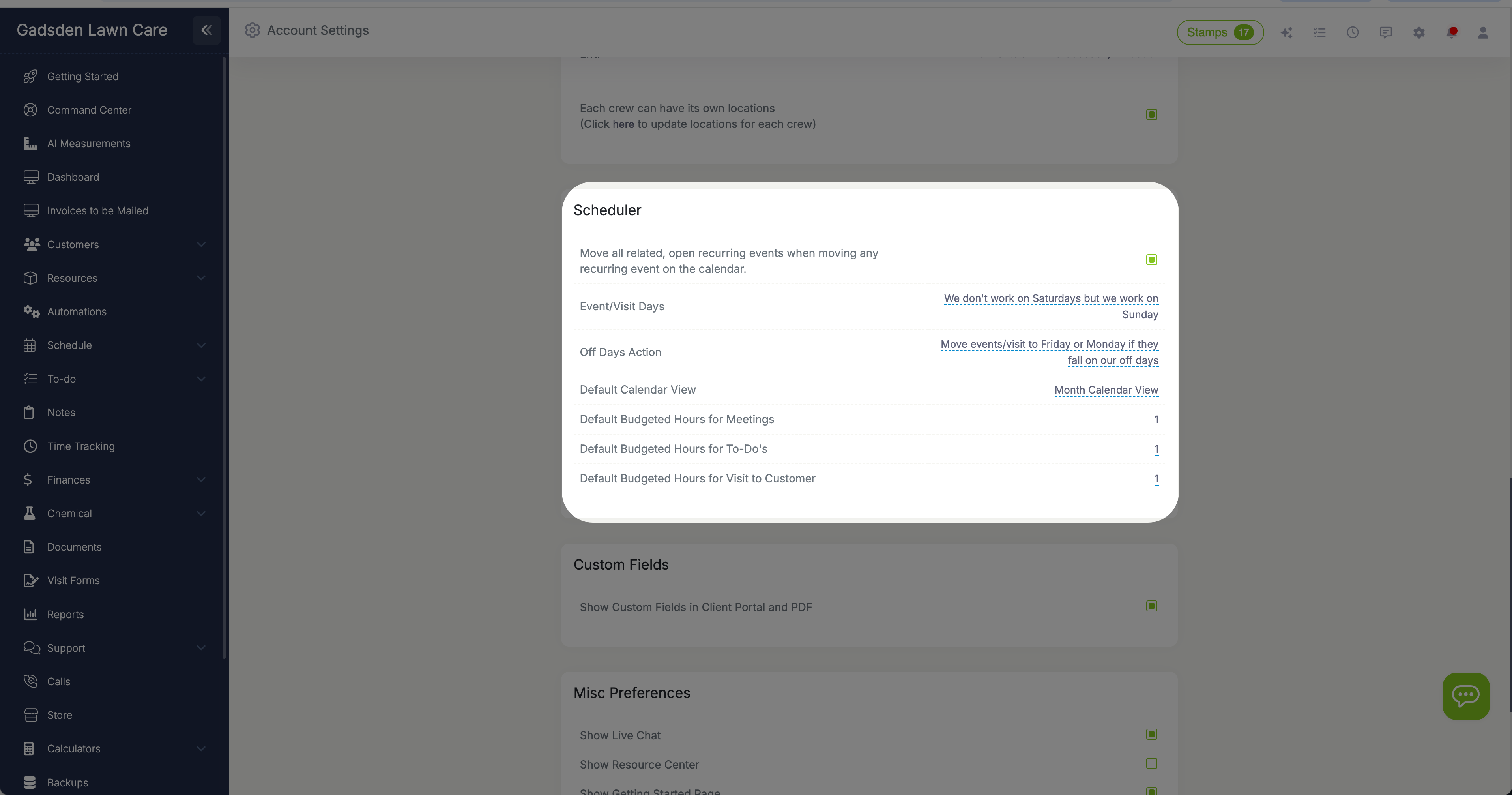 Budgeted hours vs actual hours comparison showing time efficiency per visit