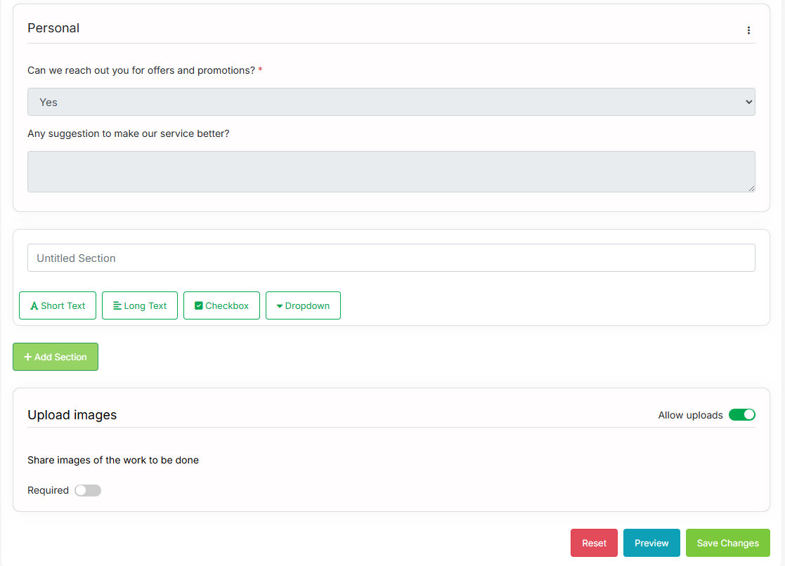 Customizing work request form fields